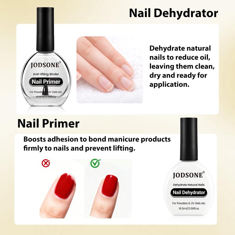 JODSONE 16.5ml Nail Dehydrator and Nail Primer with Cuticle Oil Set Ideal for Salon or Home Use,Removes Moisture for Strong Nails Adhesion,Natural Cuticle Oil for Nourished
