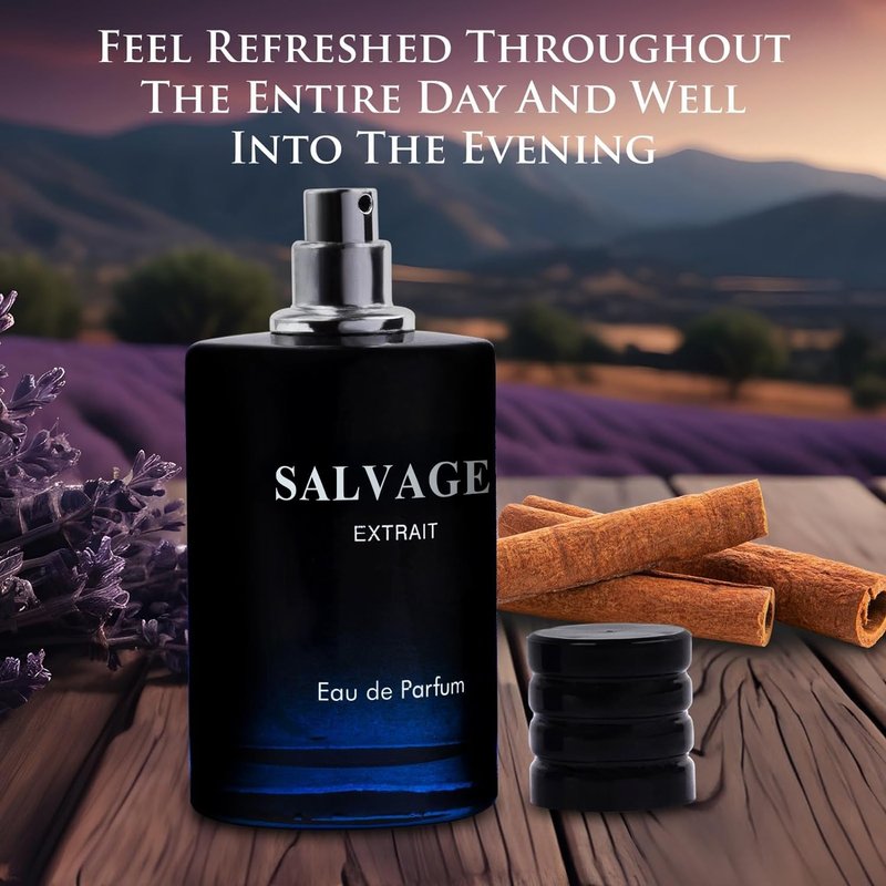 Salvage Extrait Eau De Parfum for Men Top Notes of Grapefruit & Heady Spices Base Notes of Lavender Essence & Rich Wood Cologne for Everyday Wear, Work Days, Romantic Date Elegant 100ml Bottle