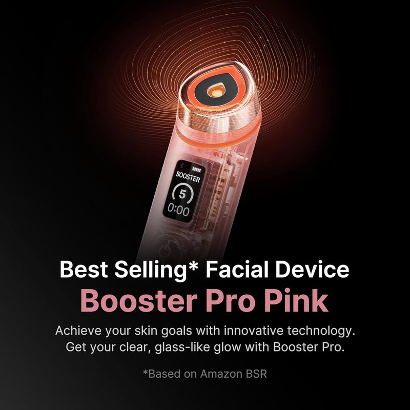 Medicube Booster Pro - 6-in-1 Real Glass Glow Beauty Massager for Radiant, Firmer Skin | Pink