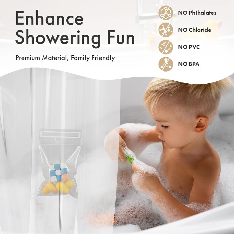 AmazerBath Shower Curtain Liner - Waterproof Frosted Plastic with 2 Weighted Pockets | 72x72 Inches