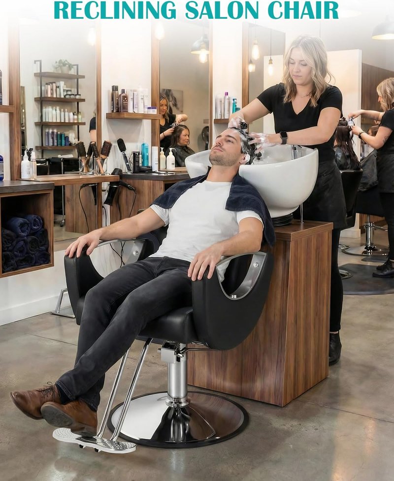 Reclining Barber Salon Chair ,Professional Hair Stylist Chairs for Barbershop Home, 360 Swivel Multi-Function Hairdresser Braiding Styling Chair with Heavy Duty Hydraulic Pump Salon Beauty Spa Tattoo