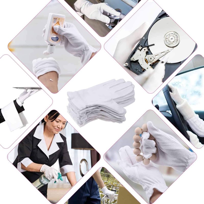 Selizo 100% Cotton Gloves - 10 Pairs for Eczema Relief & Moisturizing Dry Hands | White for Women