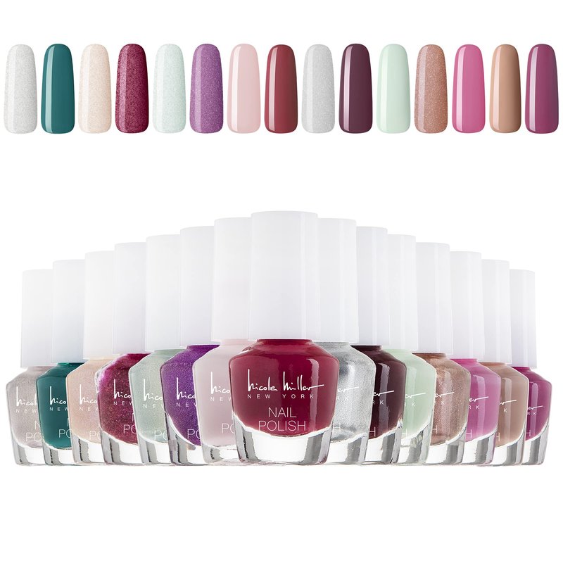 Nicole Miller Mini Nail Polish Set – Glossy, Vibrant Colors for Fingernails & Toenails, Floral Collection