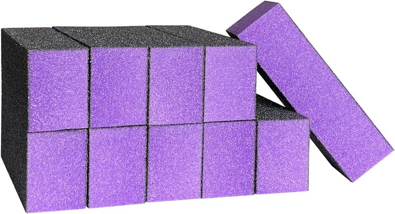 Nail Buffer Sanding Block Set - 10 Pcs 100/180 Grit Polishing Files | Black & Purple