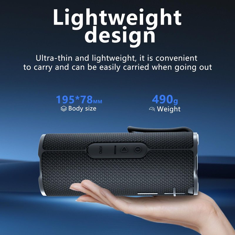BYANDBY Bluetooth Speaker with IPX5 Waterproof 2 Portable, Long Playtime, Wireless Stereo Pairing, 12W Stereo Sound, BT 5.3, Bassup, Electronics for Home, Shower, Outdoors, Travel(Black)