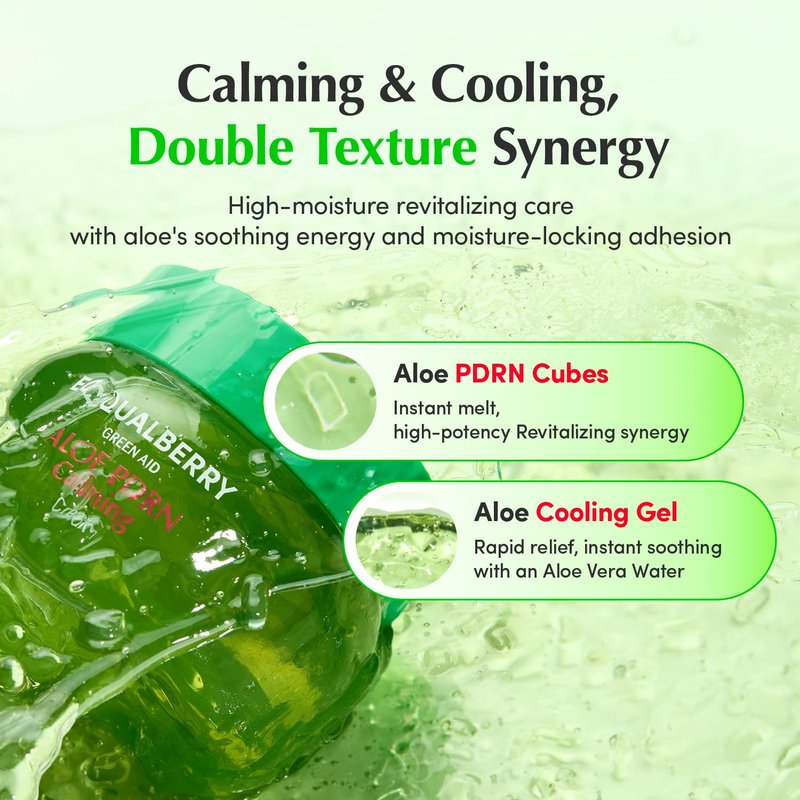 EQQUALBERRY ALOE PDRN Calming Cream | 7% Aloe PDRN & 10% Aloe Vera Water + 5-Cica | Cooling Gel Moisturizer for Oily Skin, Barrier Repair & Blemish Marks | Korean Skincare (1.69 fl.oz / 50ml)