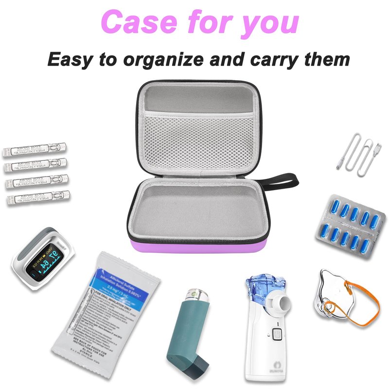 Klawdsky Carrying Case for Portable Nebulizer, Travel Medical Bag, Hard Emergency Medical Bag for Inhaler Spacer Case for Adults(Bag Only) (Purple)
