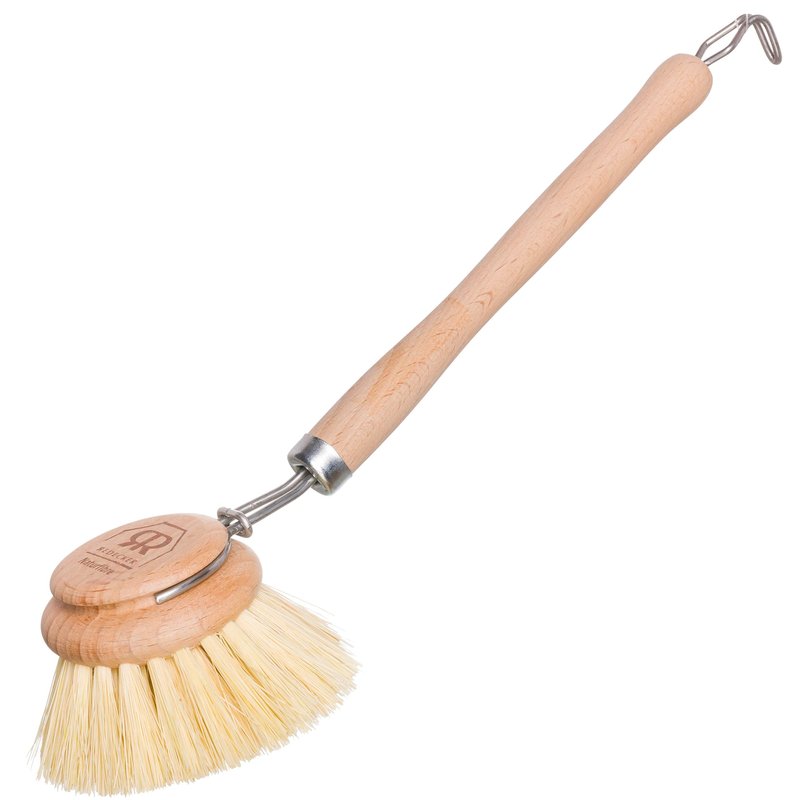 Redecker Dish Brush, Tampico Fiber, 2 Inch Round, Single – Wooden Dish Scrub Brush for Dishes & Cookware, Untreated Beechwood, Made in Germany