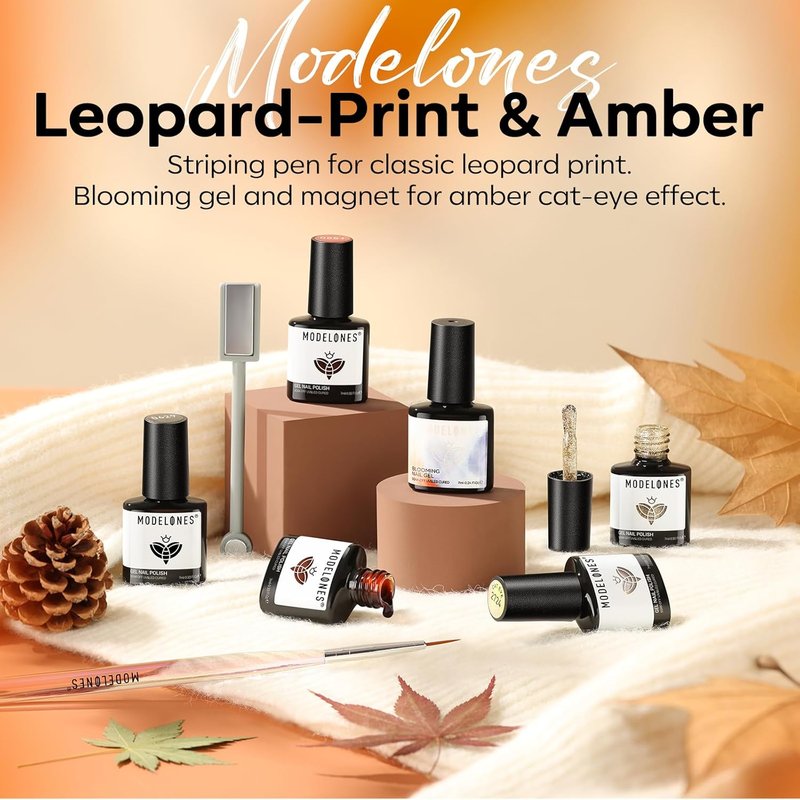 Modelones Gel Nail Polish Set - 6 Colors with Clear Blooming, Glitter & Cat Eye Effects | LED Mani Kit