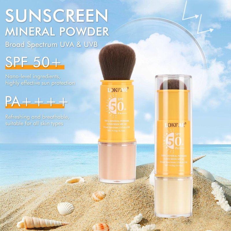 Mineral Powder Sunscreen - SPF 50 Brush-On for Face, Scalp & Hair | Matte Oil Control, Lightweight Finishing Powder - #01 Translucent