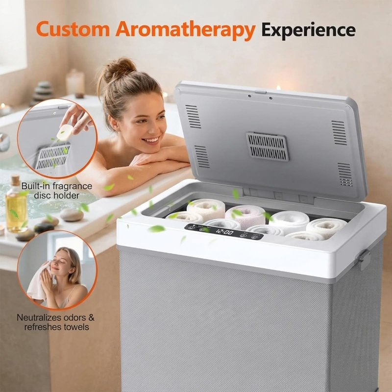CNZHONGYINI 35L Foldable Towel Warmer Bucket for Bathroom, Large Hot Towel Warmers for Spa, Fast Heating & Drying Modes with 24H Timer, Auto Shut-Off, a Spa-Like Luxury for Home
