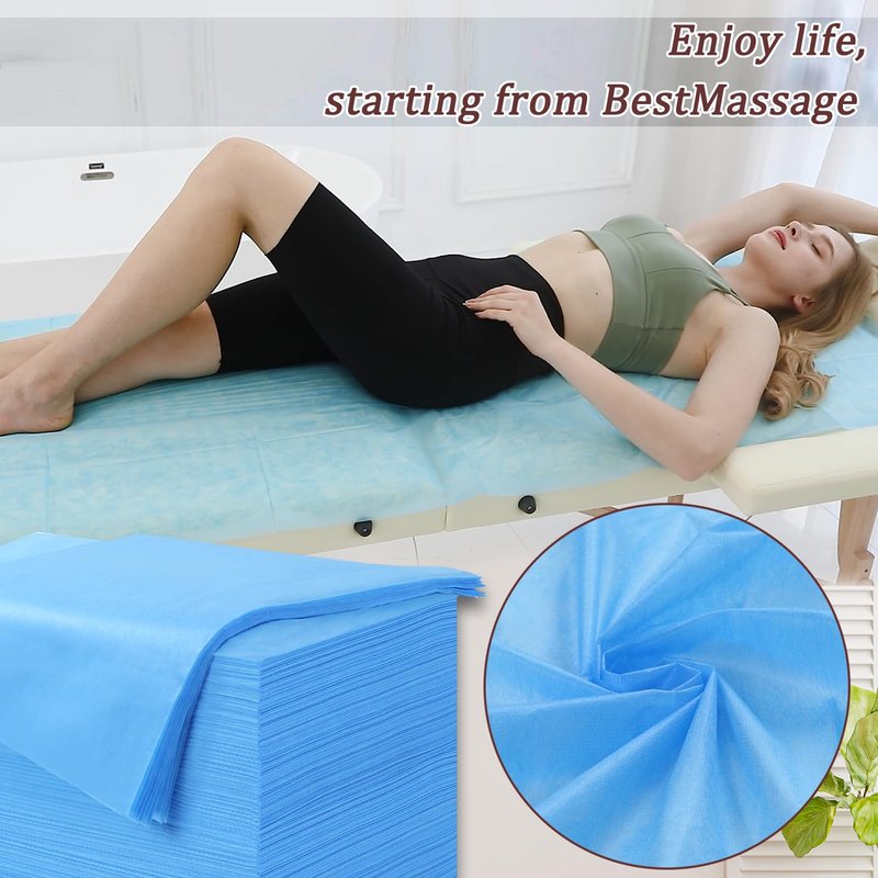 Disposable Bed Sheets for Massage Tables - Waterproof Soft Non-Woven Fabric | 31" x 71" Blue, 50 PCS