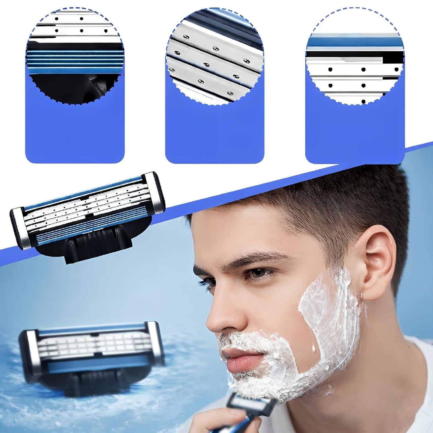 Skiennix Razor Refills for Men - 24 Count Triple-Layer Blades Compatible with Mach3 Razor