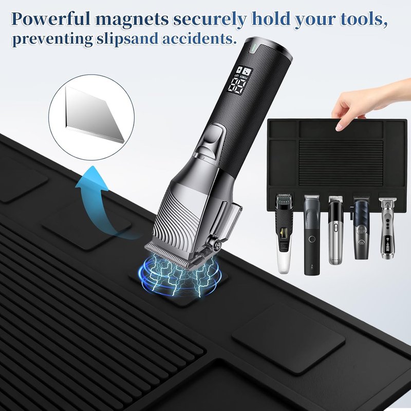 Magnet Barber Mats - 4Pcs Silicone Organizer Mats with 5 Magnets | Non-Slip Heat-Resistant Pads for Professionals