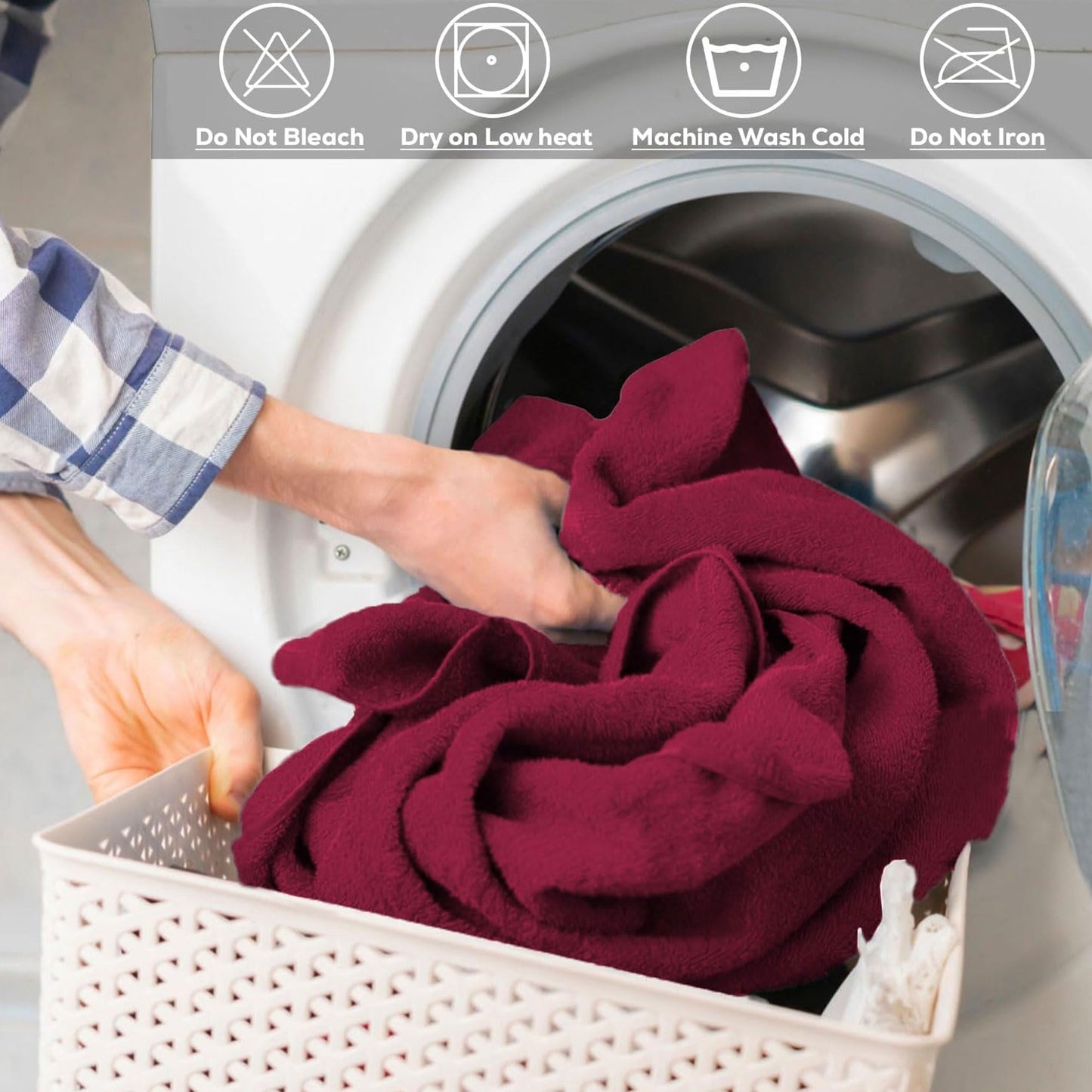 GOLD TEXTILES Premium Bath Towels Set (Pack of 24,27 x 54) 100% Ring-Spun Cotton Bathroom Towels for Hotel, Spa, Soft and Absorbent (27 x 54, Red Wine - 24 Pcs)