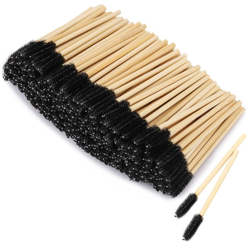 Disposable Mascara Wands - Eyelash Brush Spoolies for Extensions | Black Bamboo Sticks (300 Count)