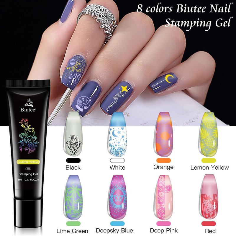 Nail Stamping Kit - 22-Piece Gel Nail Art Set with 12 Plates & 8 Polishes | Silicone Stamper & Scraper for Floral & Holiday Designs
