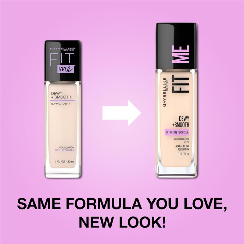 Maybelline Fit Me Dewy + Smooth Liquid Foundation - Classic Ivory, Flawless Finish, 1 Count