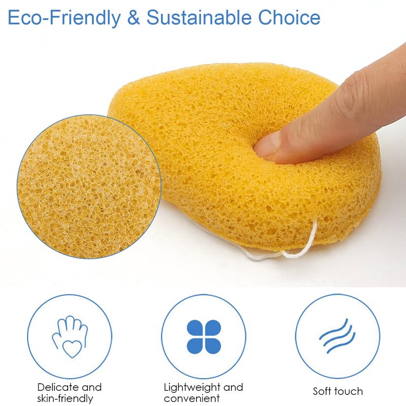 Natural Konjac Facial Sponge (4-Pack) | SourceTon face Scrubber Soft & Gentle Face Scrubber for All Skin Types