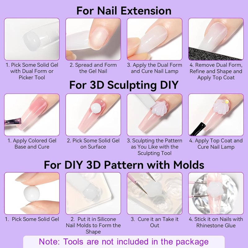 Makartt 3D Gel Nail Art - 4-in-1 Solid Builder Gel, Non-Sticky White, 15ML | Perfect for DIY & Salon Use