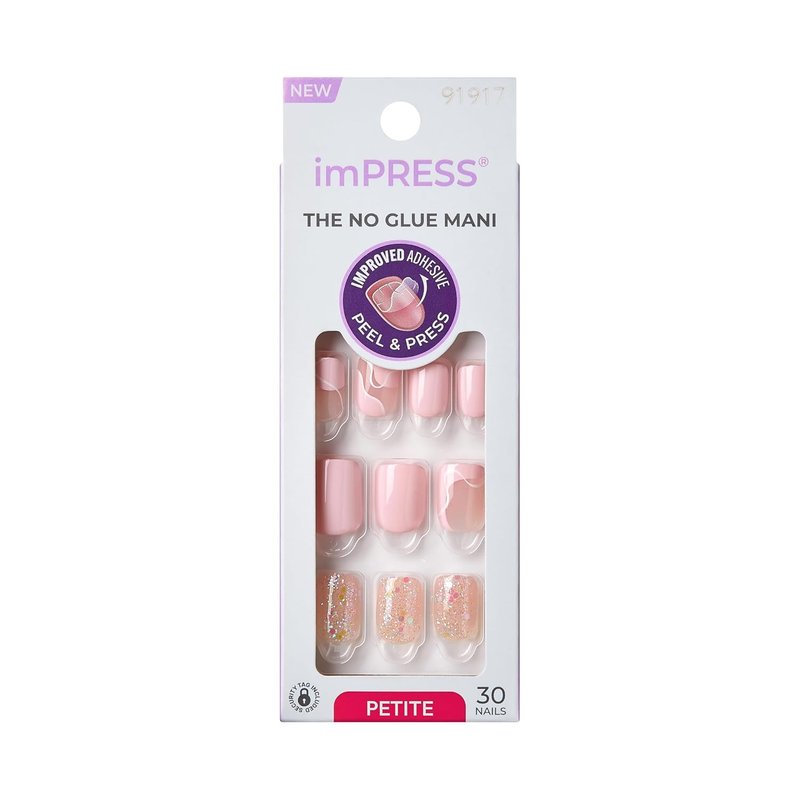 Kiss Impress No Glue Mani Press On Nails - 'This Feeling' Light Pink, Petite Squoval Shape, 30 Nails Included