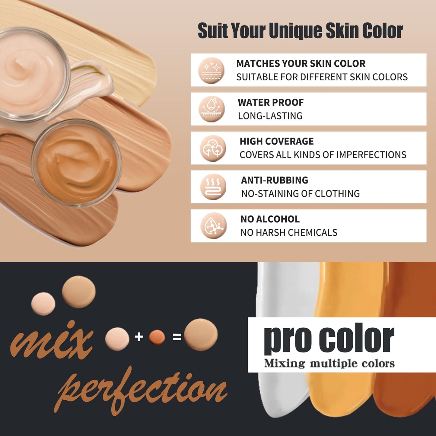 VANERIA Tattoo Cover Up Makeup - Waterproof Body Concealer for Scars & Birthmarks | 3 Shades Available