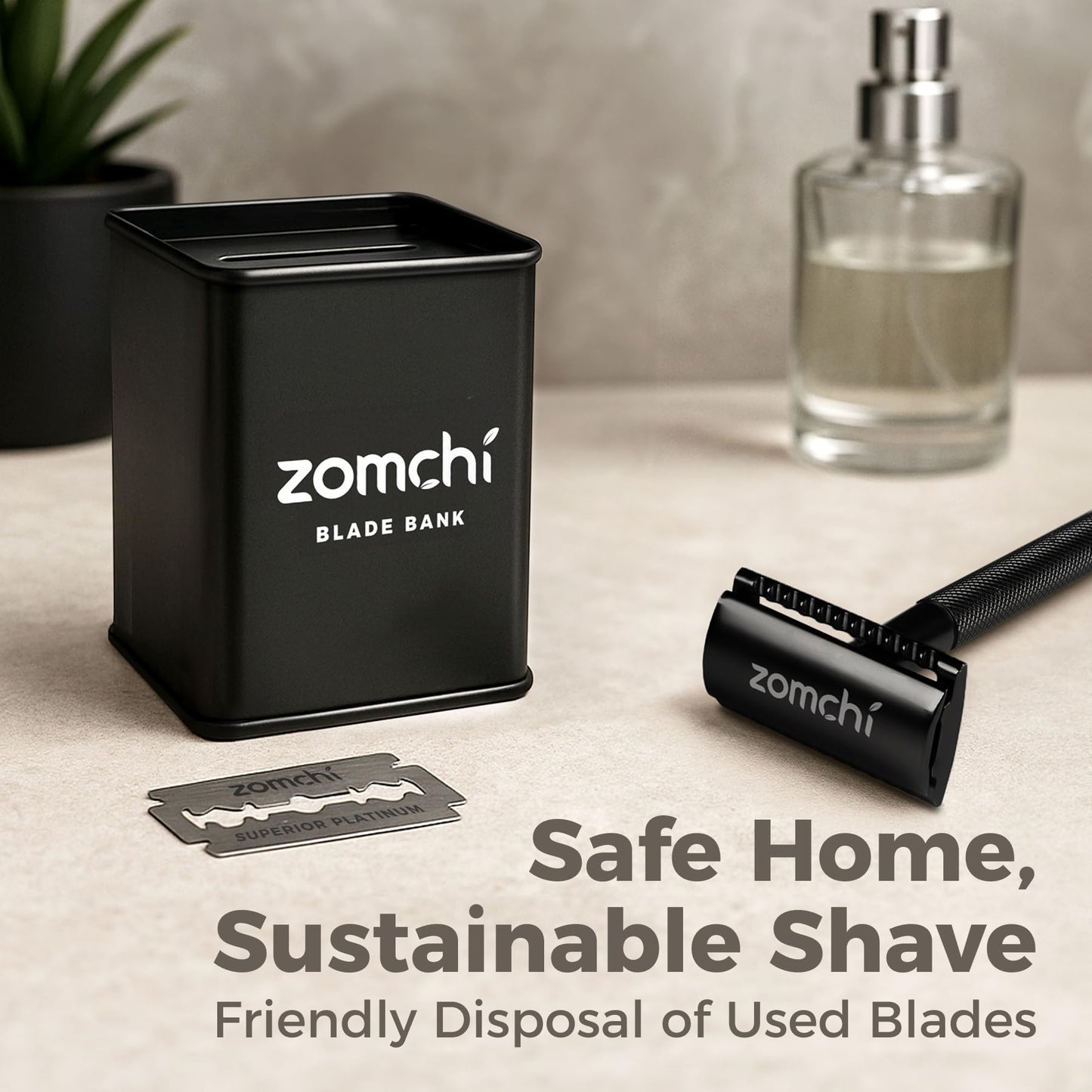 Zomchi Razor Blade Bank for Safety Razor Blade Storagement, Used Double Edge Safety Razor Blade Disposal Case (Black)