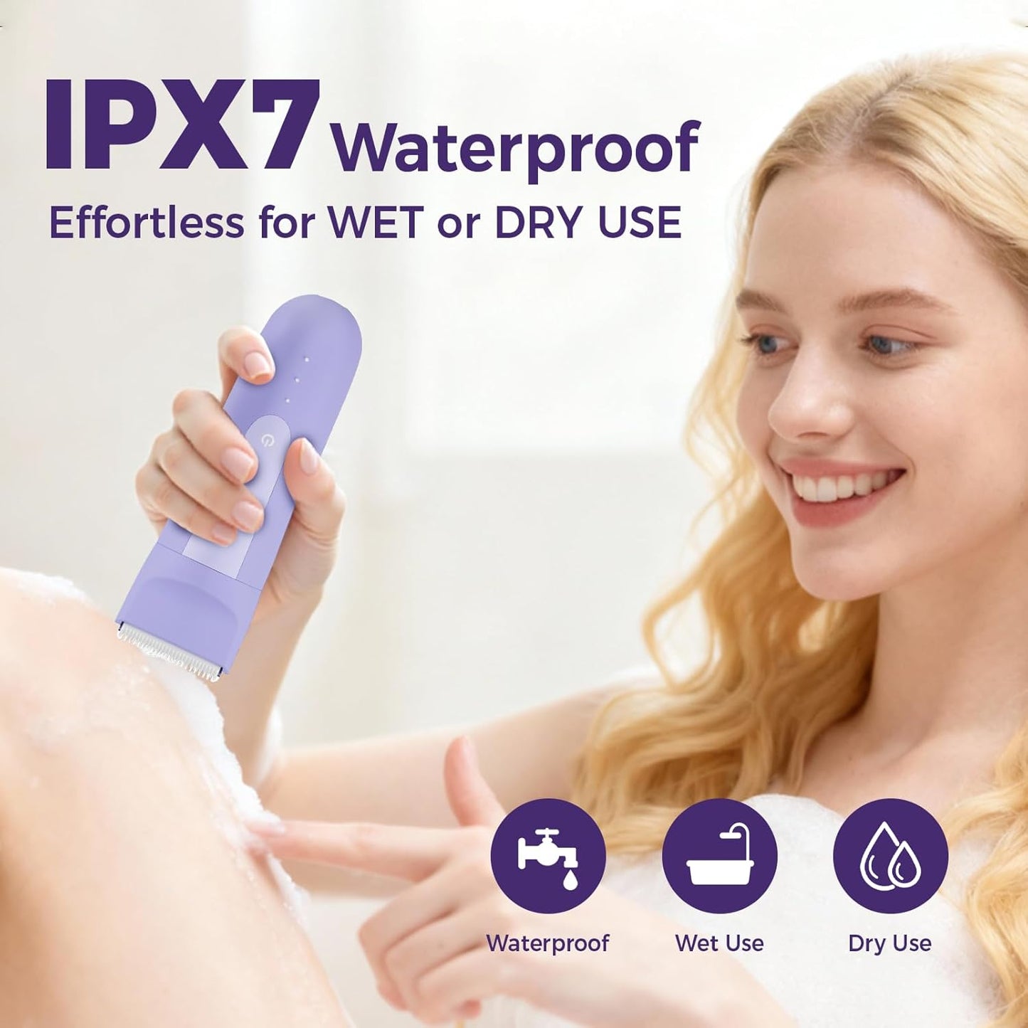 Ufree 3-in-1 Women's Electric Razor - IPX7 Waterproof Bikini Trimmer & Cordless Shaver for Legs & Armpits | Perfect Valentine's Gift