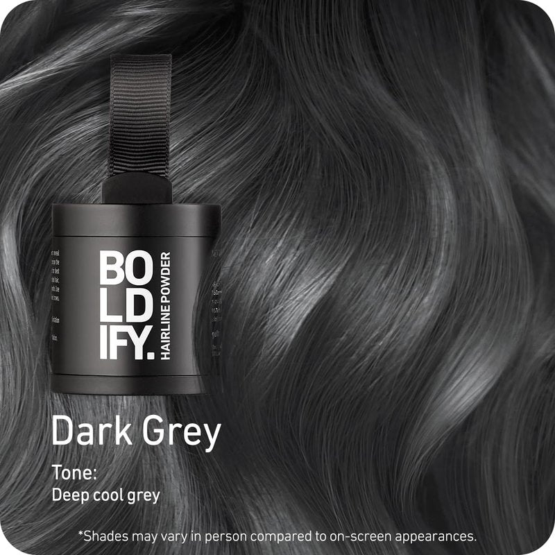 BOLDIFY Hairline Powder - Water-Resistant Gray Coverage for Thinning Hair | Large 10g, Dark Gray