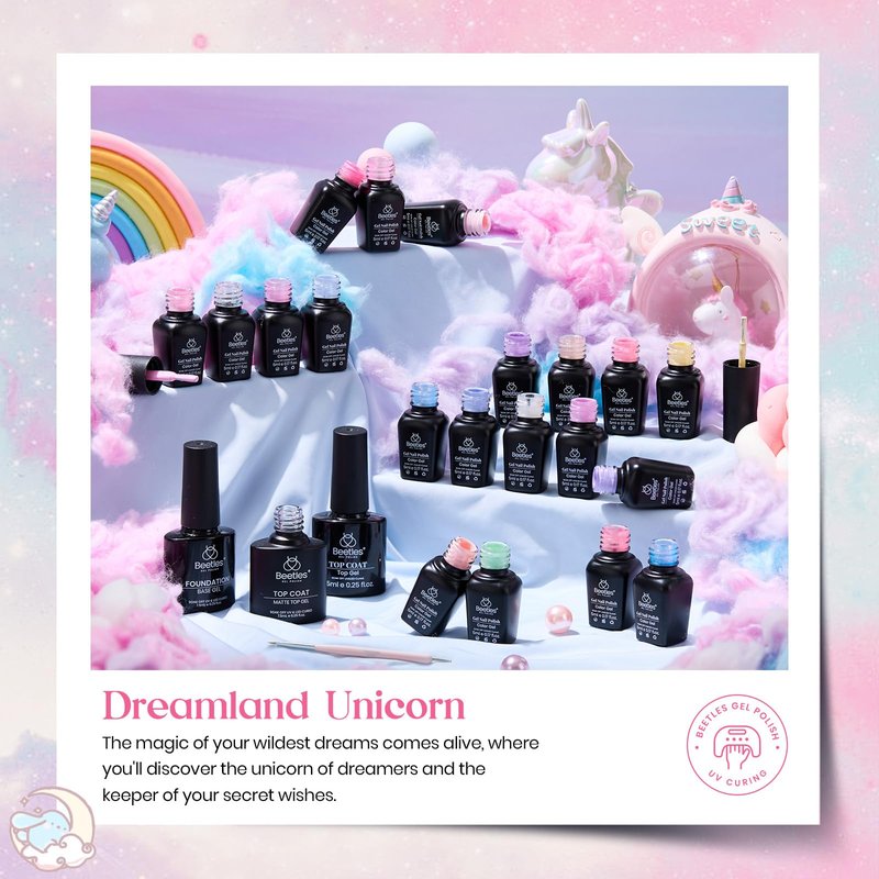 Beetles Pastel Gel Nail Polish Set - 24Pcs Macaron Spring Gel Polish with 3Pcs Base Top Coat, Pink Purple Blue Shimmer Green Colors Double-ended Brush Soak off UV Nail Gifts for Women