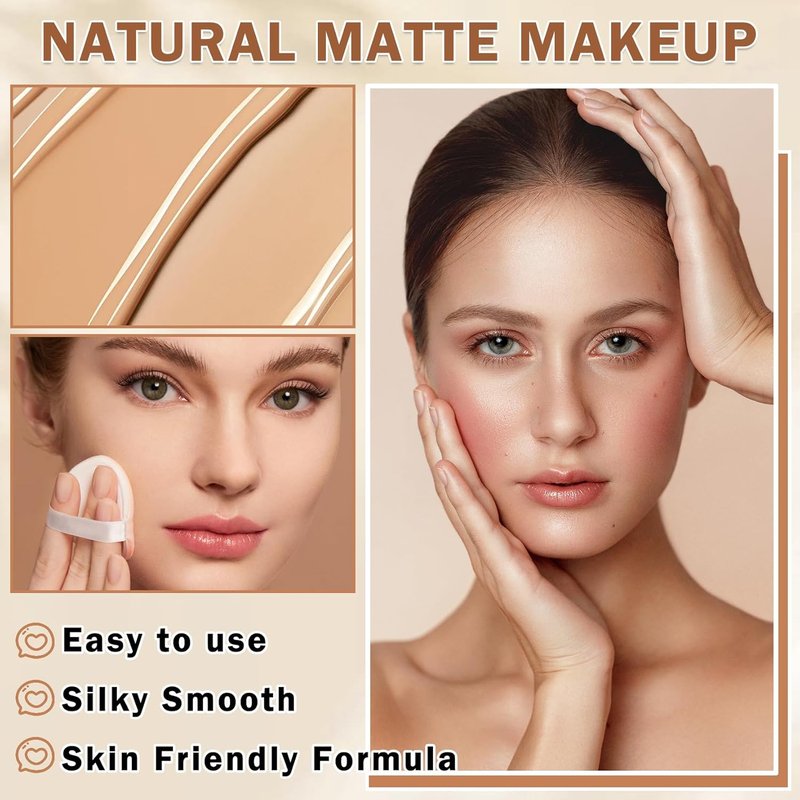 Airbrush Foundation Makeup Spray - Full Coverage for Mature Skin | Long-Lasting & Waterproof, Natural Warm Porcelain