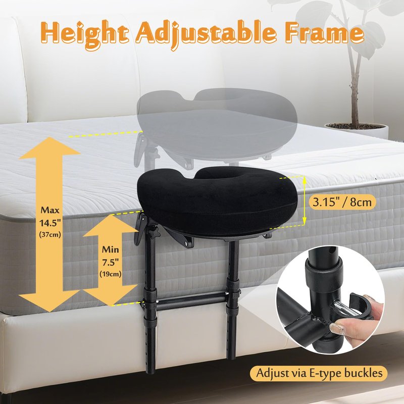 AOSSA Massage Headrest for Bed Face Cradle Pillow – Adjustable Mattress Top Massage Kit with Face Down Cushion, Home Spa and Salon Bed Attachment, Also for Eye Surgery Recovery