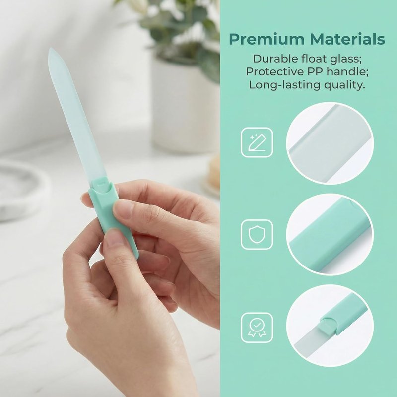 Plman Glass Nail Files Set - 3PCS Coarse & Fine Nail Files with Cases for Natural Nails | Perfect for Manicure Salon