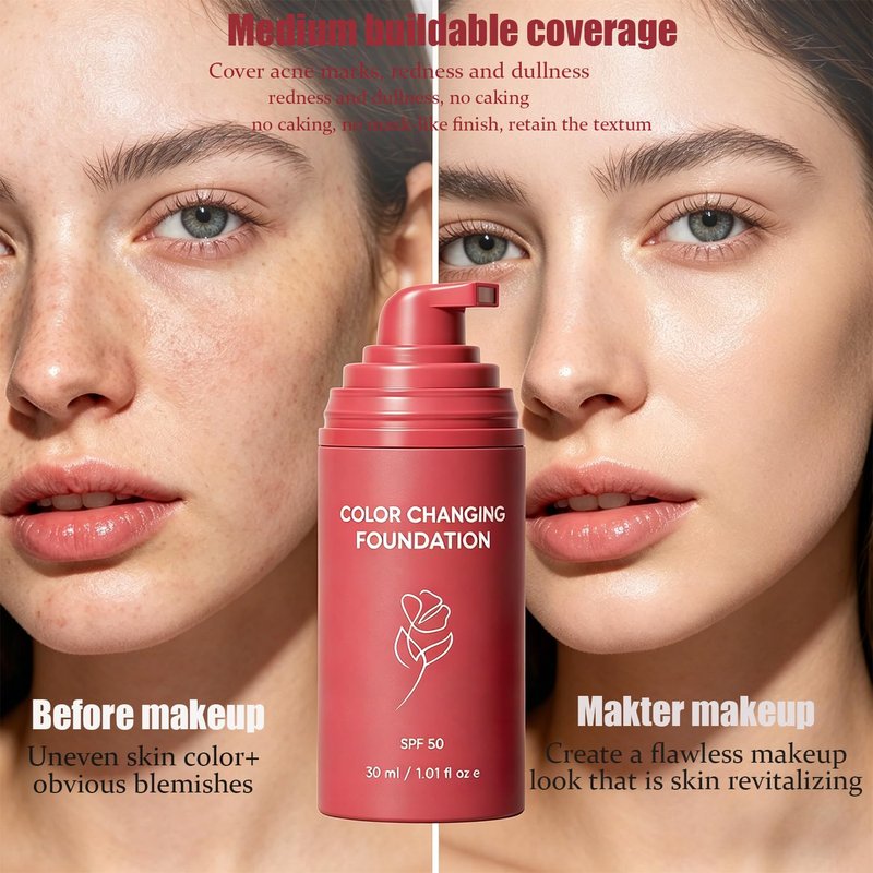 Skiennix Korean Color Changing Foundation - Smart Adaptive Pigment for All Skin Tones | Hydrating & Long-Lasting