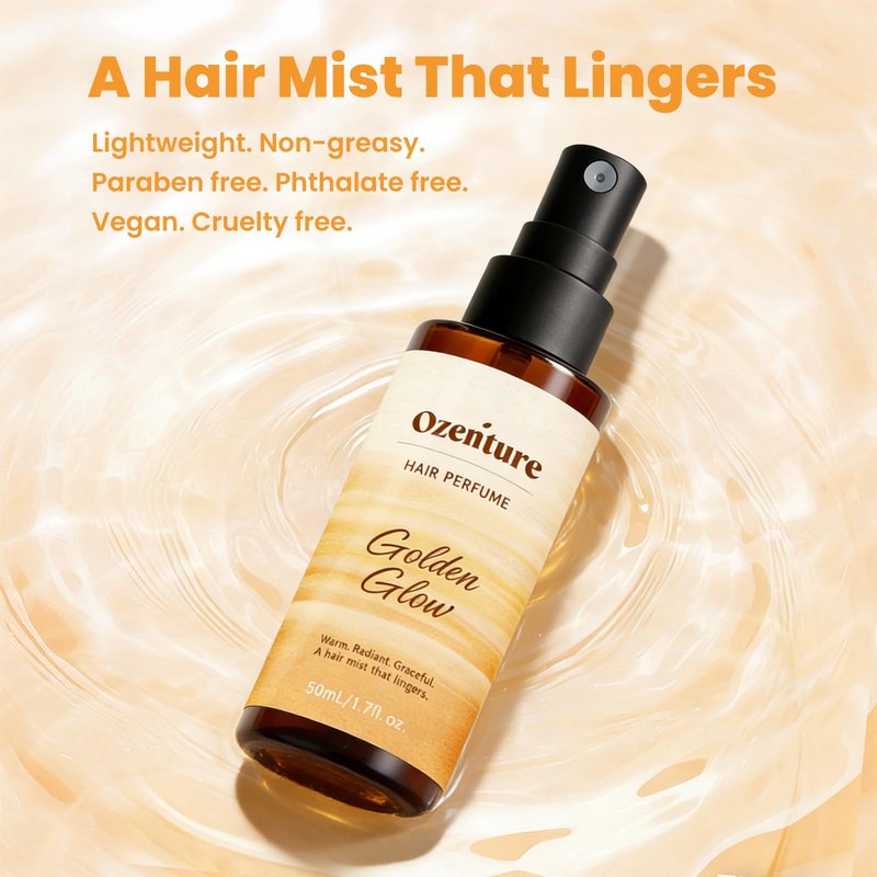 Ozenture Hair Perfume for Women - Amber Woody Hair Mist & Body Spray, Warm Lightweight Fragrance for Hair, Wigs & Fabric, Long-Lasting Travel Size Spray, 50mL