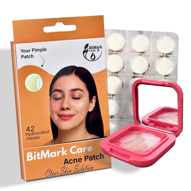 BitMark Care Pimple Patches for face | Hydrocolloid Patches with Mirror Case – Invisible Acne Patches, Absorbs Zits & Blemishes | Acne stickers for All Skins (42 Count)