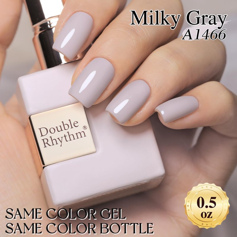 Double Rhythm 15ML Gel Nail Polish Pure Sheer Same Color Same Bottle Soak Off Gel Polish Art Manicure Salon DIY at Home for Women (Milky Gray-A1466)