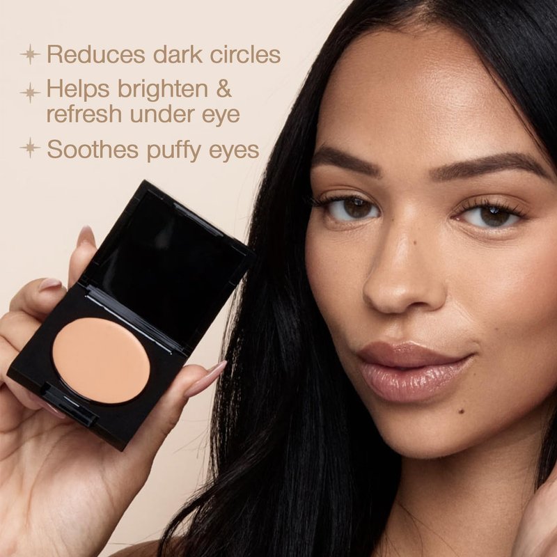 Palladio Under Eye Brightener, Conceal, Brightens, Reduces Appearance of Dark Circles, With Caffeine Peptides & Vitamin E, Tired Skin Color Correcting Brightener & Primer (Medium Nude)