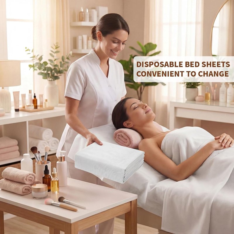 Skiennix Disposable Massage Table Sheets - 100 PCS Extra Thick Waterproof Covers | 75"x31" Ultra Soft White Non-Woven Fabric