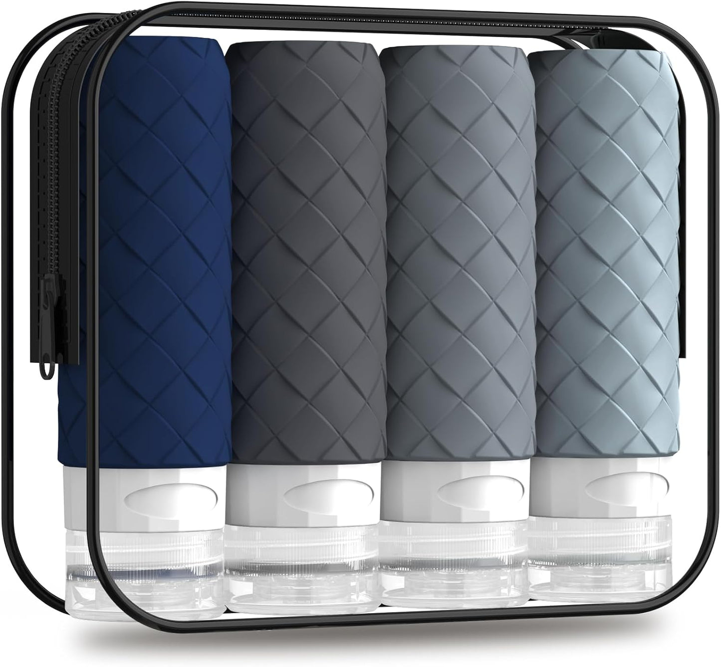 Travel Bottles for Toiletries - TSA Approved Silicone Containers | BPA Free, Leak Proof, Refillable - Navy Blue