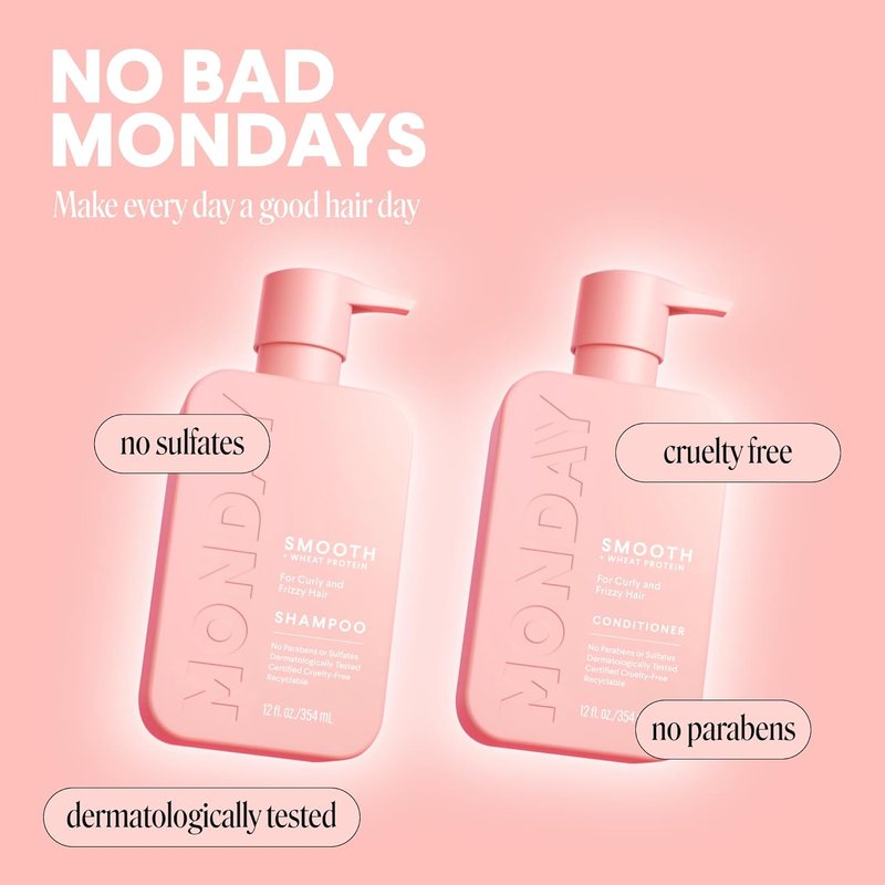 Monday Haircare Smooth Shampoo & Conditioner Set - 12 oz Each | Frizz Control with Coconut Oil & Shea Butter