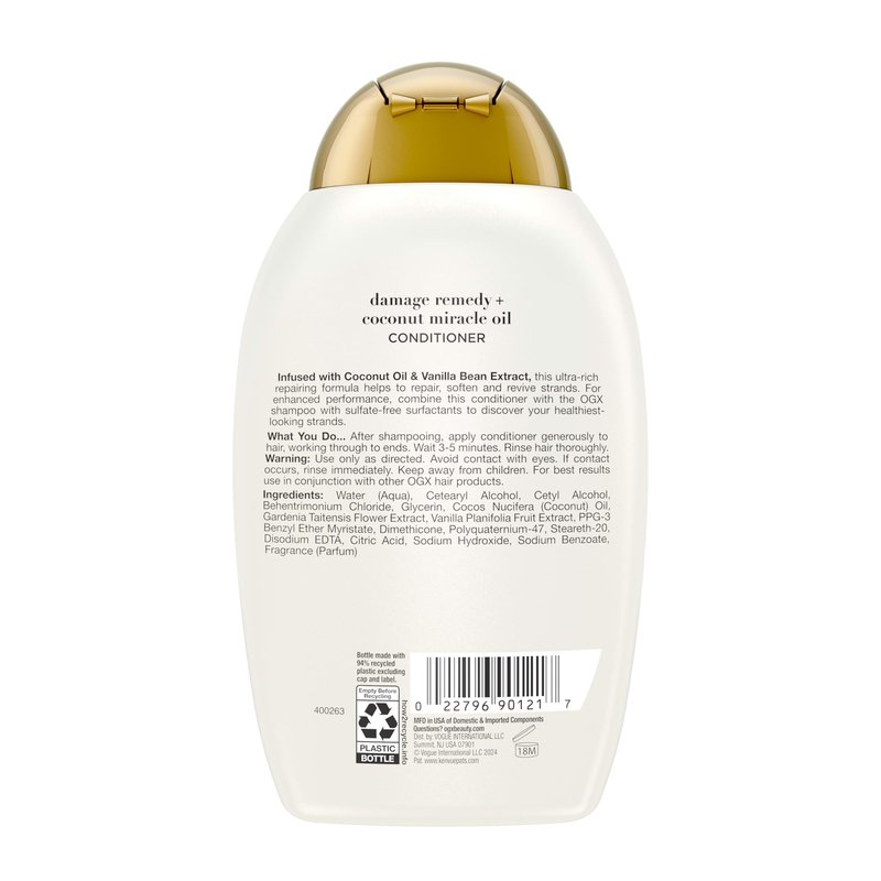 OGX Extra Strength Damage Remedy + Coconut Miracle Oil Conditioner for Dry, Frizzy or Coarse Hair, Paraben-Free, Sulfate-Free Surfactants, 13 Fl Oz