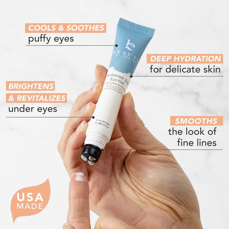 Beauty by Earth Under Eye Cream - Cooling Anti-Aging Hyaluronic Acid Eye Gel for Dark Circles, Puffiness & Wrinkles
