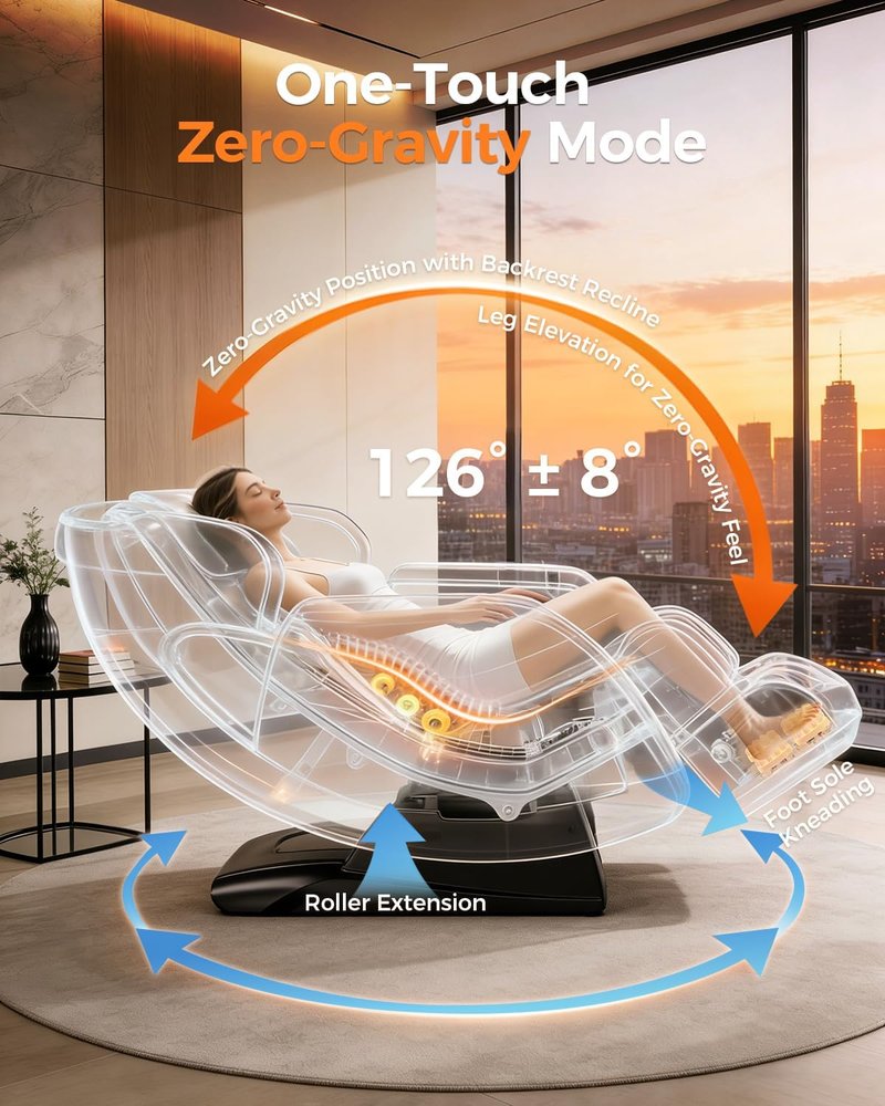 Skiennix 3D Massage Chair - Full Body Recliner with AI Voice Control & Heated Massage | Black PU Leather