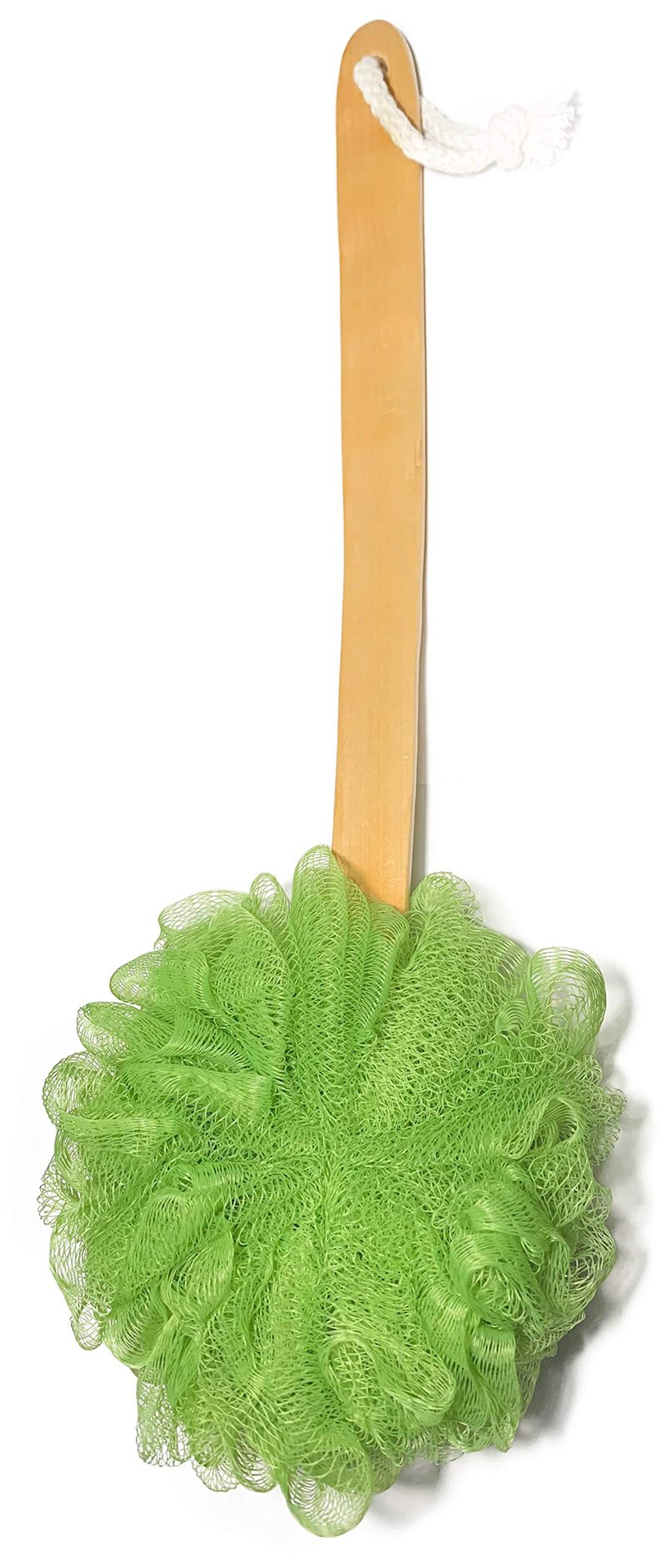 Exfoliating Loofah luffa loofa Bath Back Brush On a Stick - Long Wooden Handle with Radian is Ergonomic for Men and Women - Shower Sponge Body Back Scrubber Pack of 1