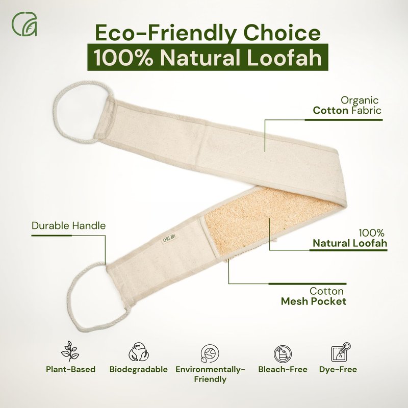 Chill Ah Premium Back Scrubber, Exfoliating Natural Loofah Multi-Function Back Scrubber for Shower, Gift for Mom