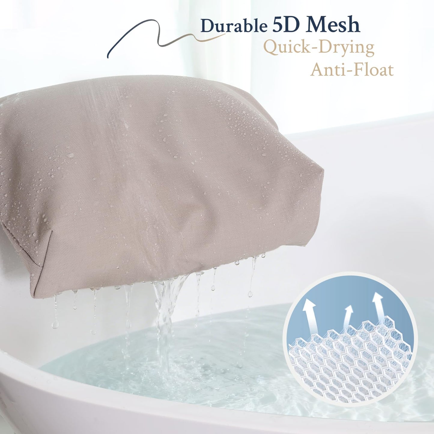 Luxury Bathtub Pillow, Skin-Friendly Cushion, Support Back, Neck & Head, Non-Slip, Adjustable Thickness Fits All Tub, Washable & Quick-Drying - Gift for Christmas Birthday Mother's Day