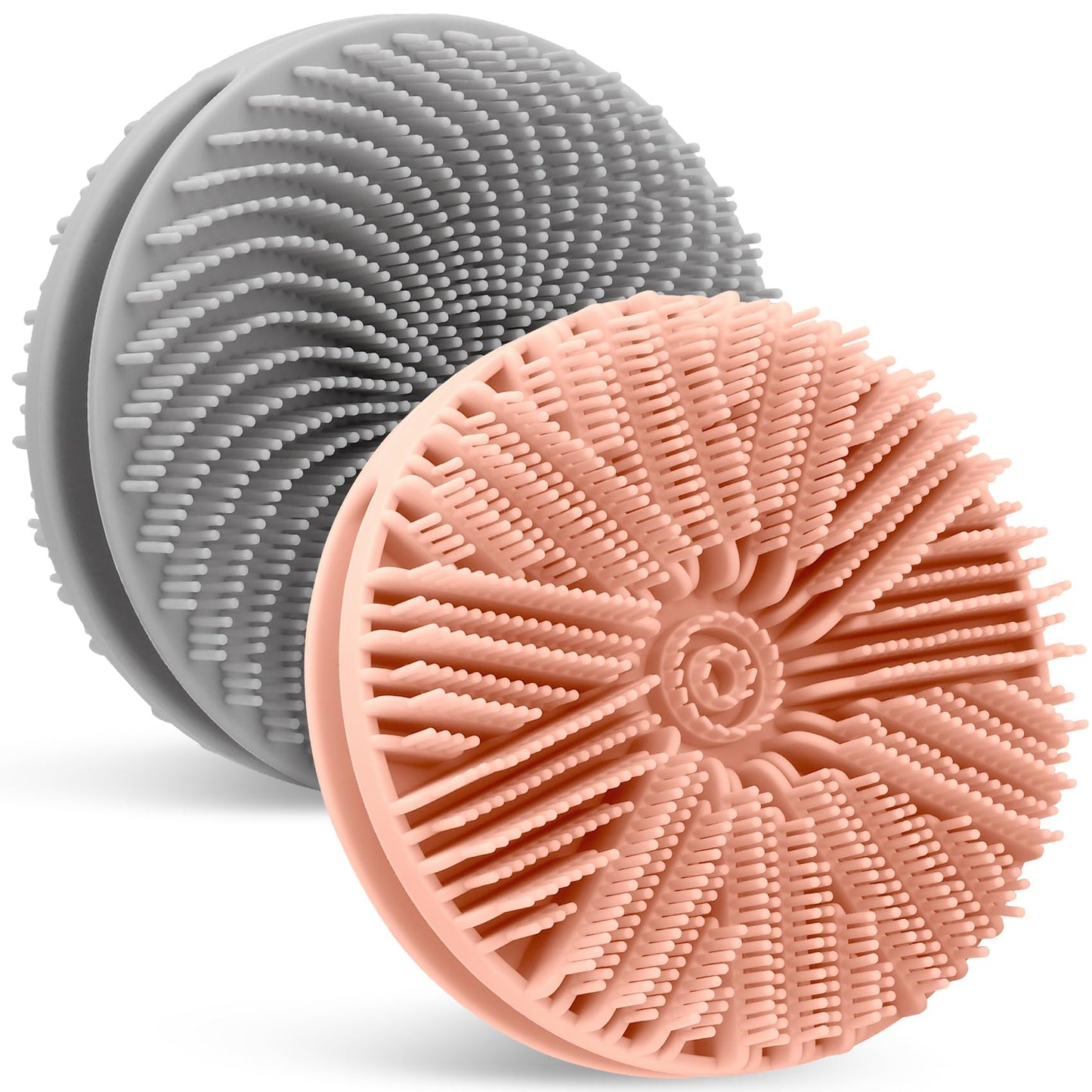 Silicone Body Scrubber, 2pcs Dual-Sided Silicone Loofah 2-in-1 Silicones Shower Scrubbers Exfoliating Body Scrubber for Women Men Soft Silicones Bath Shower Brush for All Skin Lather Well (Pink&Gray)