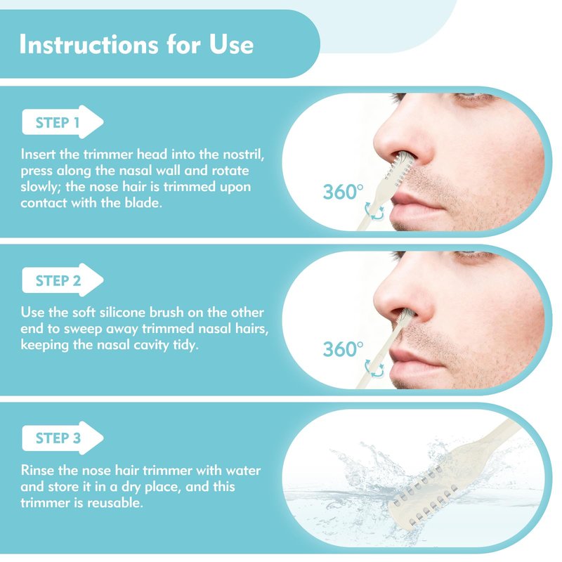 Kerros 5 Pcs Nasal Hair Cutter, Manual Nose Hair Trimmer for Men Women Double Sided Nasal Hair Trimmer 360° Rotating Nose Hair Remover (Cream Yellow)