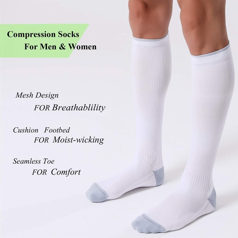 FITRELL Compression Socks - 20-30mmHg Circulation Support for Men & Women | 3 Pairs